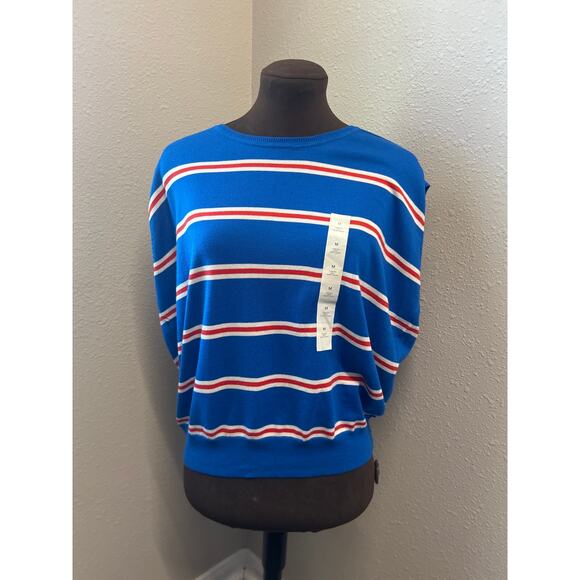 Banana Republic Sweaters - Banana Republic forever crew short sleeve striped sweater shell vest sz Med NWT